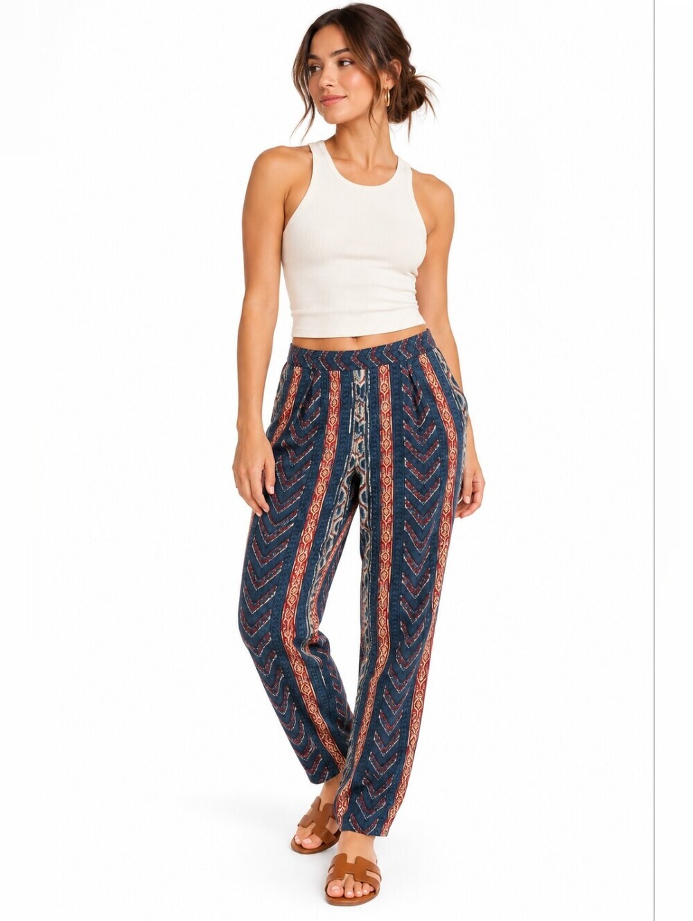 Lauren Ralph Lauren 8P Boho Print Pull On Tapered Pants Petite